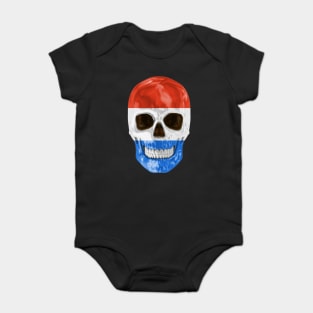 Netherlands Flag Skull - Gift for Dutch With Roots From Netherlands Baby Bodysuit